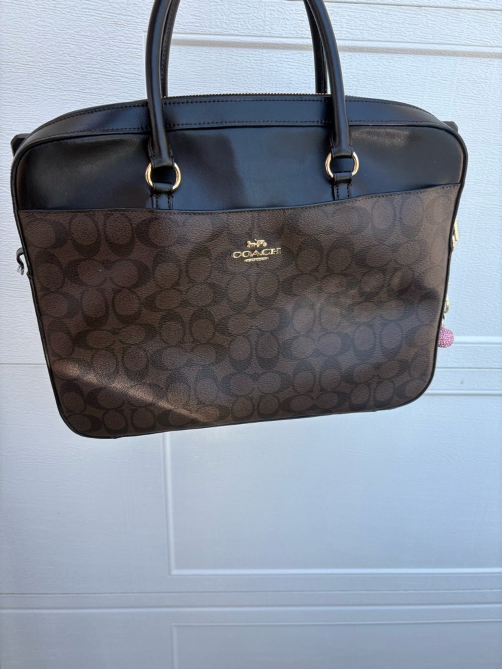 Coach Brown & Black Signature Laptop Briefcase